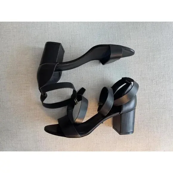 JENNI KAYNE - Black Leather Strap Block Heels Sandals - Size 39 EU 9 US - Picture 6 of 9